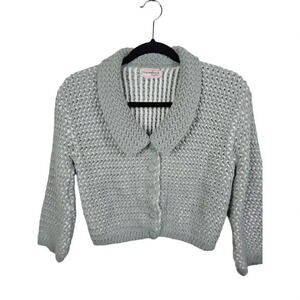 Vintage Blairmoor Cardigan Sweater Size Small Sage Green‎ And White Chunky Knit